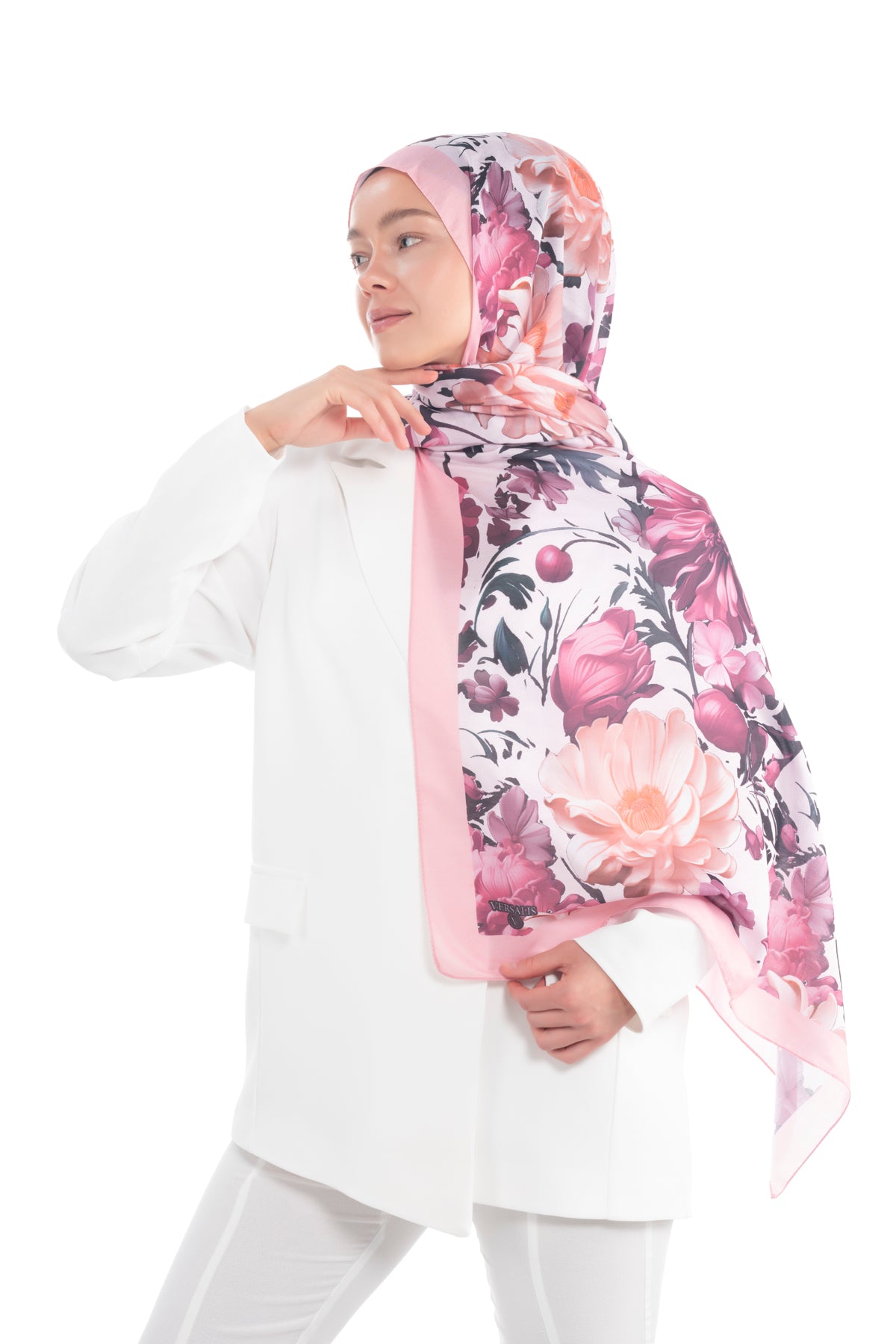 Versalis | Crimson Bloom Patterned So Soft™ Scarf Rose Silhouette