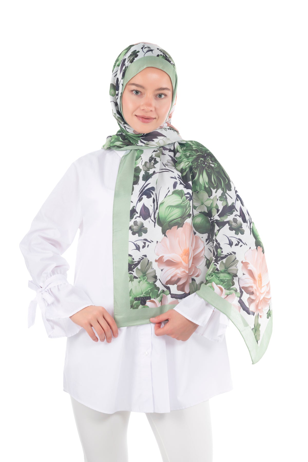 Versalis | Crimson Bloom Patterned So Soft™ Scarf Sage Breeze