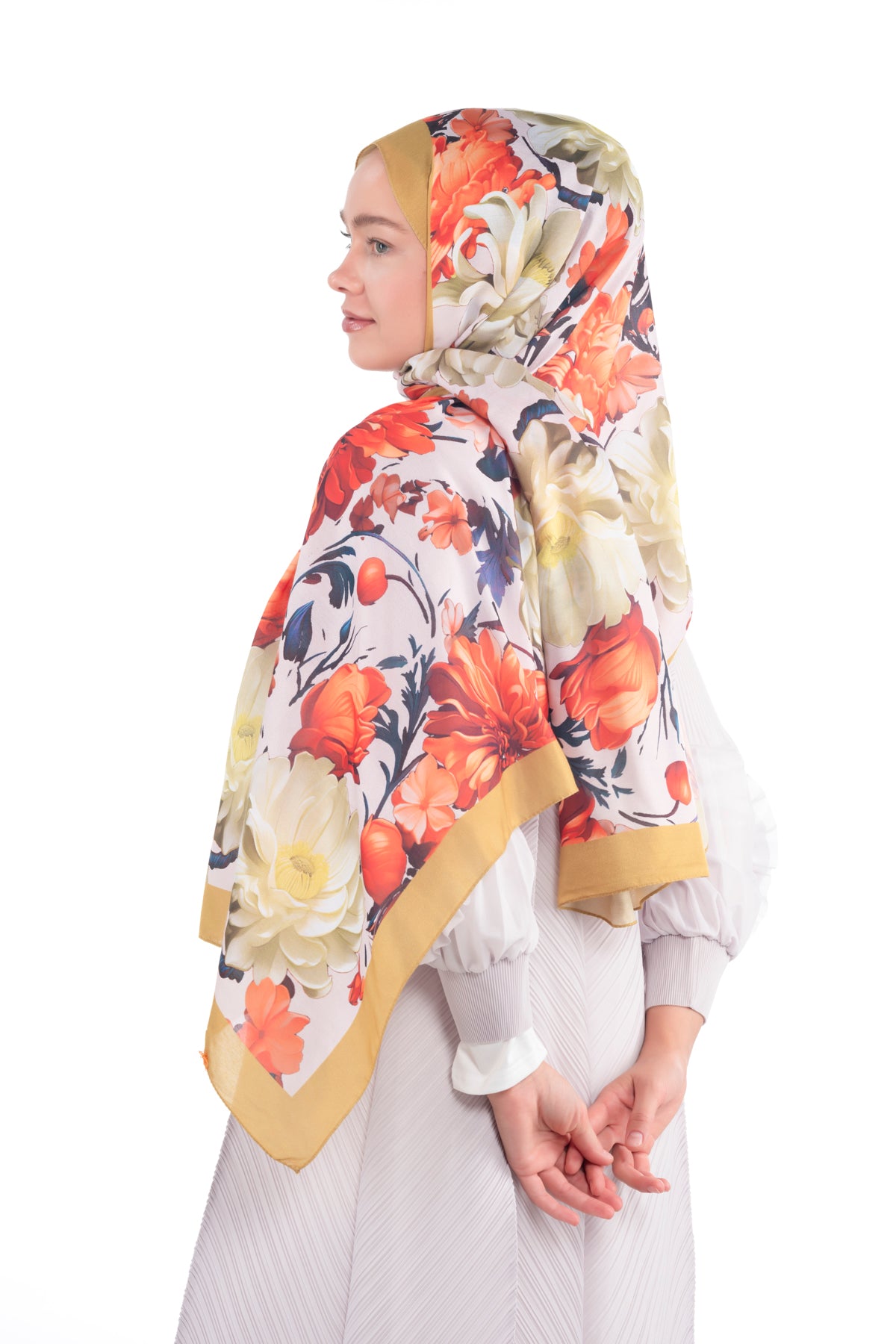 Versalis | Crimson Bloom Patterned So Soft™ Scarf Honey Amber