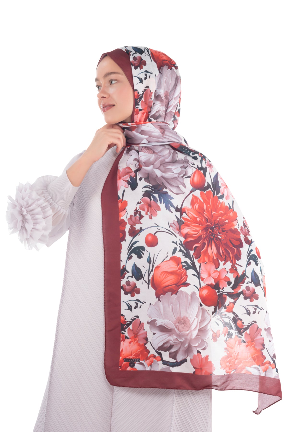 Versalis | Crimson Bloom Patterned So Soft™ Scarf Cinnamon Peony