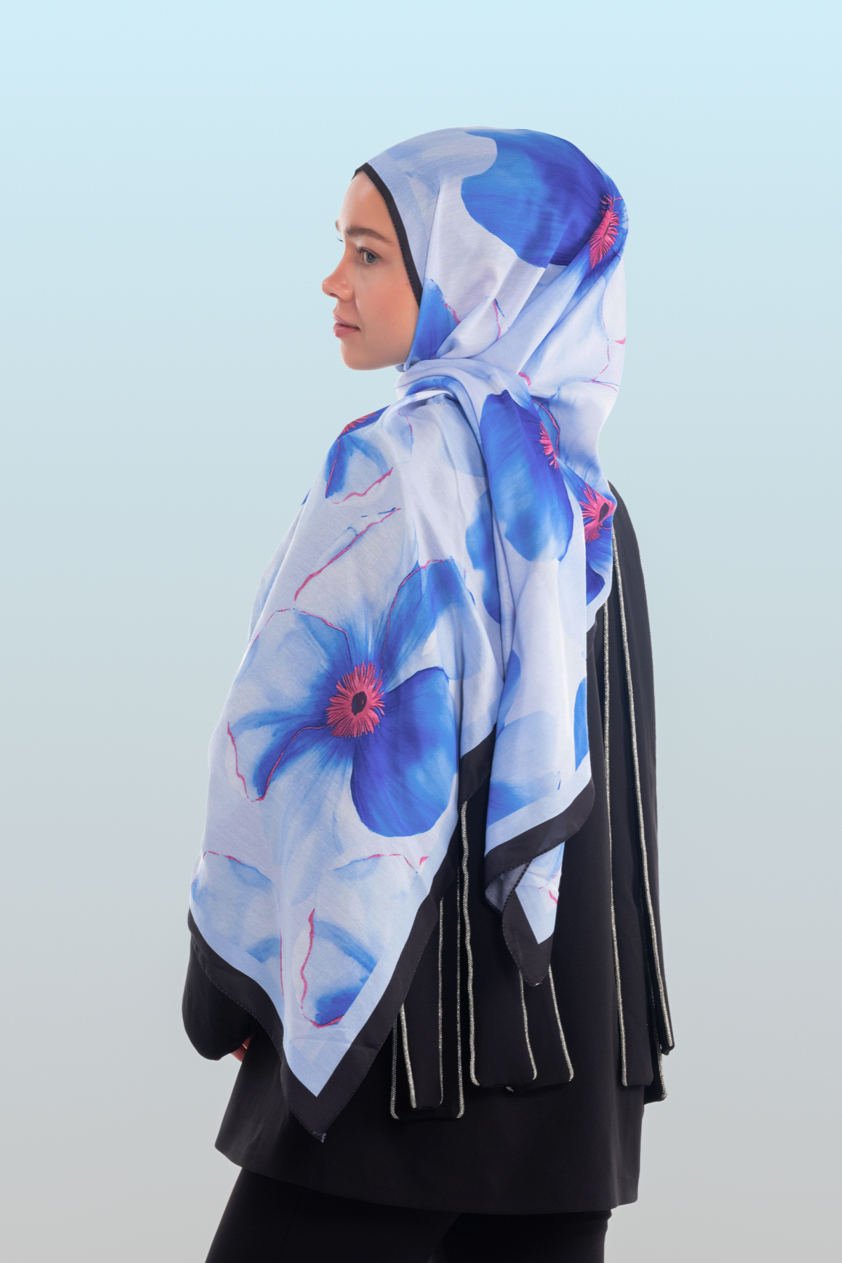 So Soft™ Shawl | Blush Flora - Light Blue Sea