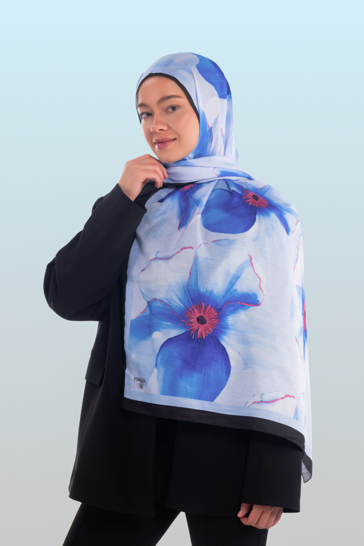 So Soft™ Shawl | Blush Flora - Light Blue Sea