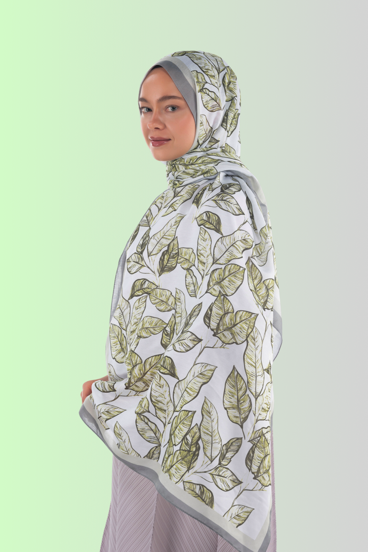 So Soft™ Scarf | Ink Meadow - Light Green Leaf