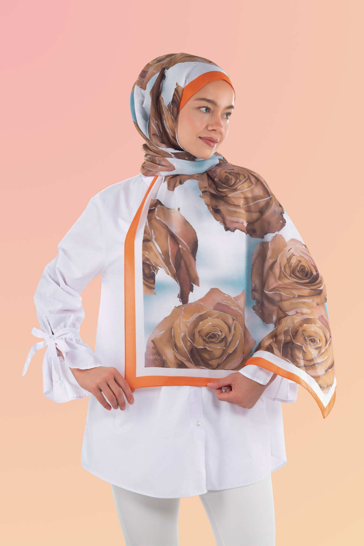 So Soft™ Shawl | Rose Cloud - Light Brown Turquoise Breeze