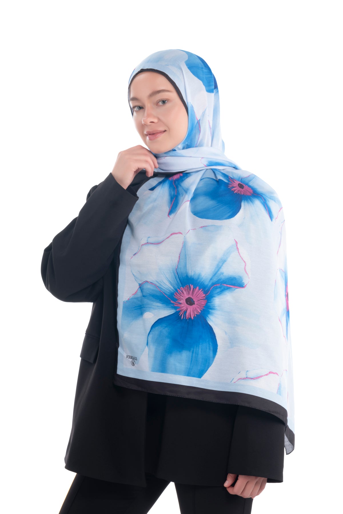 So Soft™ Shawl | Blush Flora - Light Blue Sea