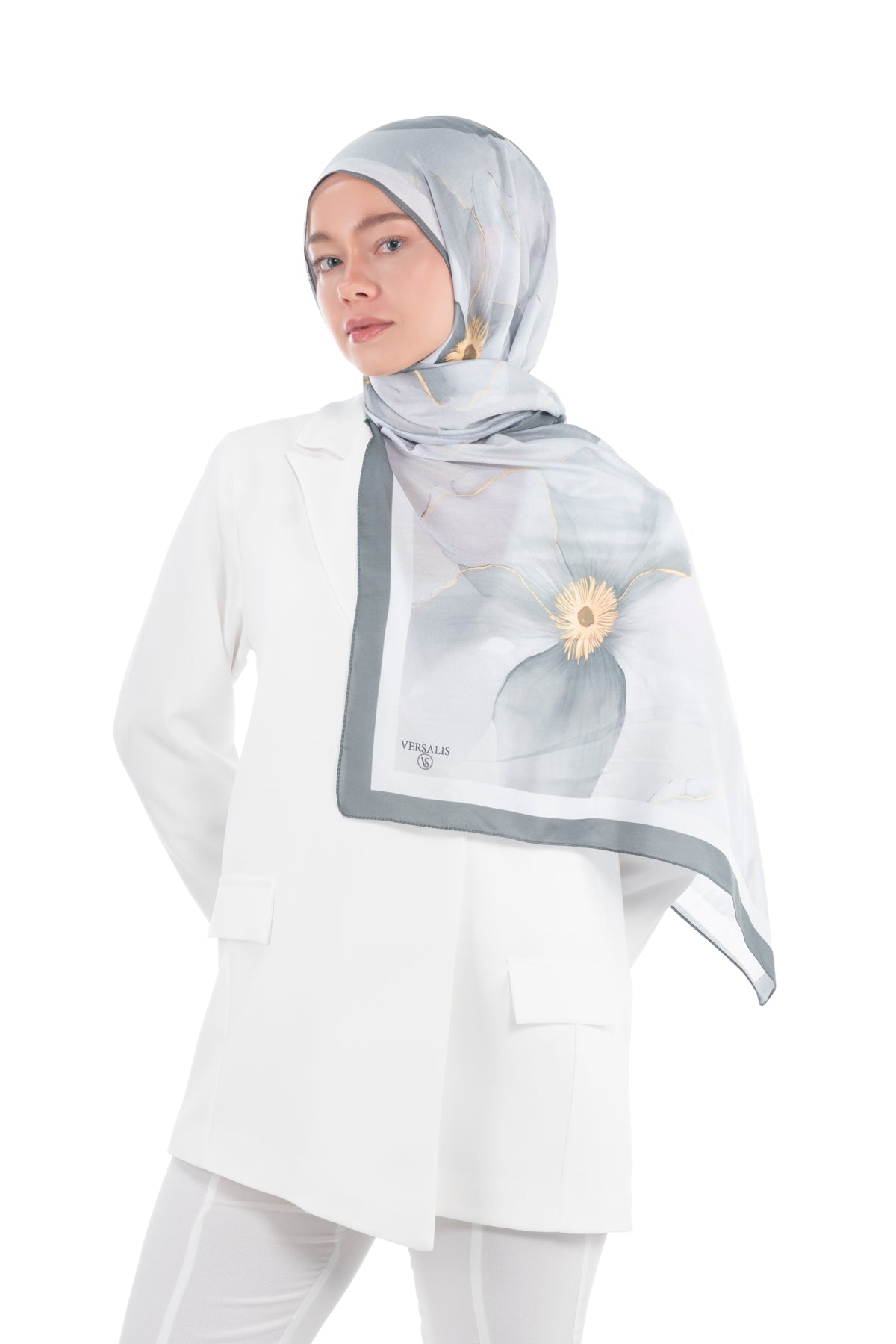 Versalis | Blush Flora Patterned So Soft™ Scarf Turquoise Touch