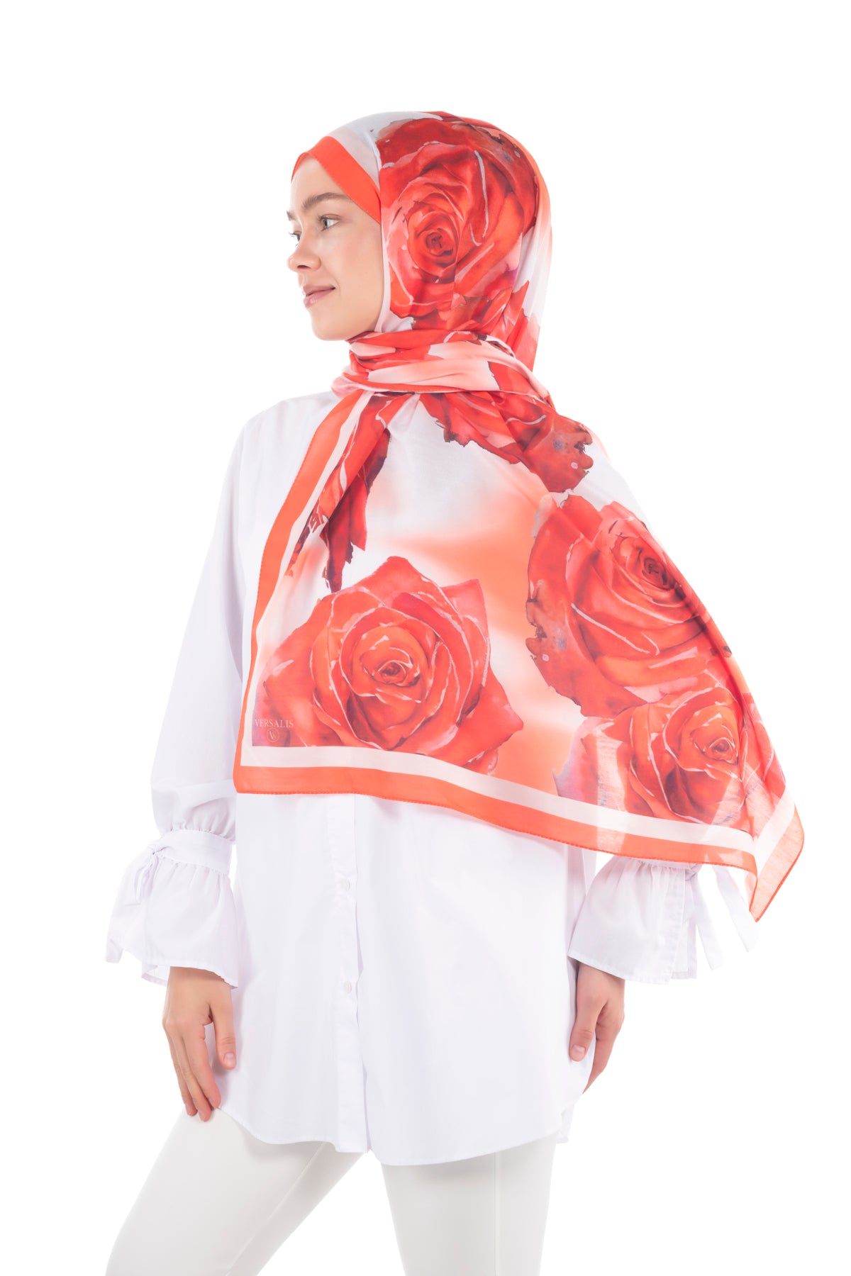Versalis | Rose Cloud Patterned So Soft™ Scarf Classic Pink Red