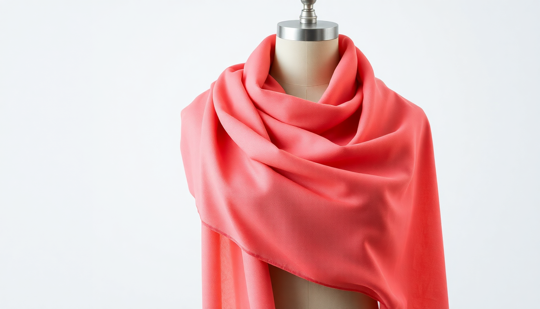 A soft shawl draped elegantly on a mannequin