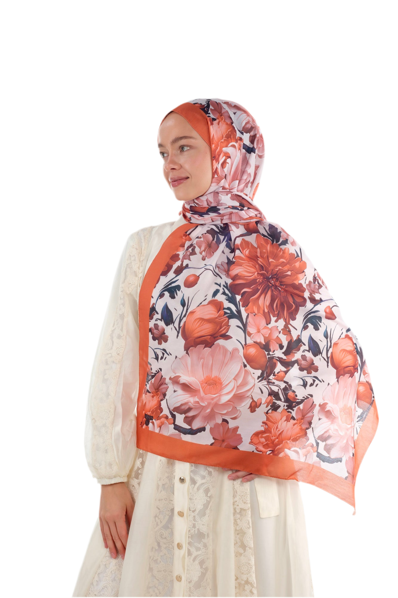 Versalis | Crimson Bloom Patterned So Soft™ Scarf Coral Flame