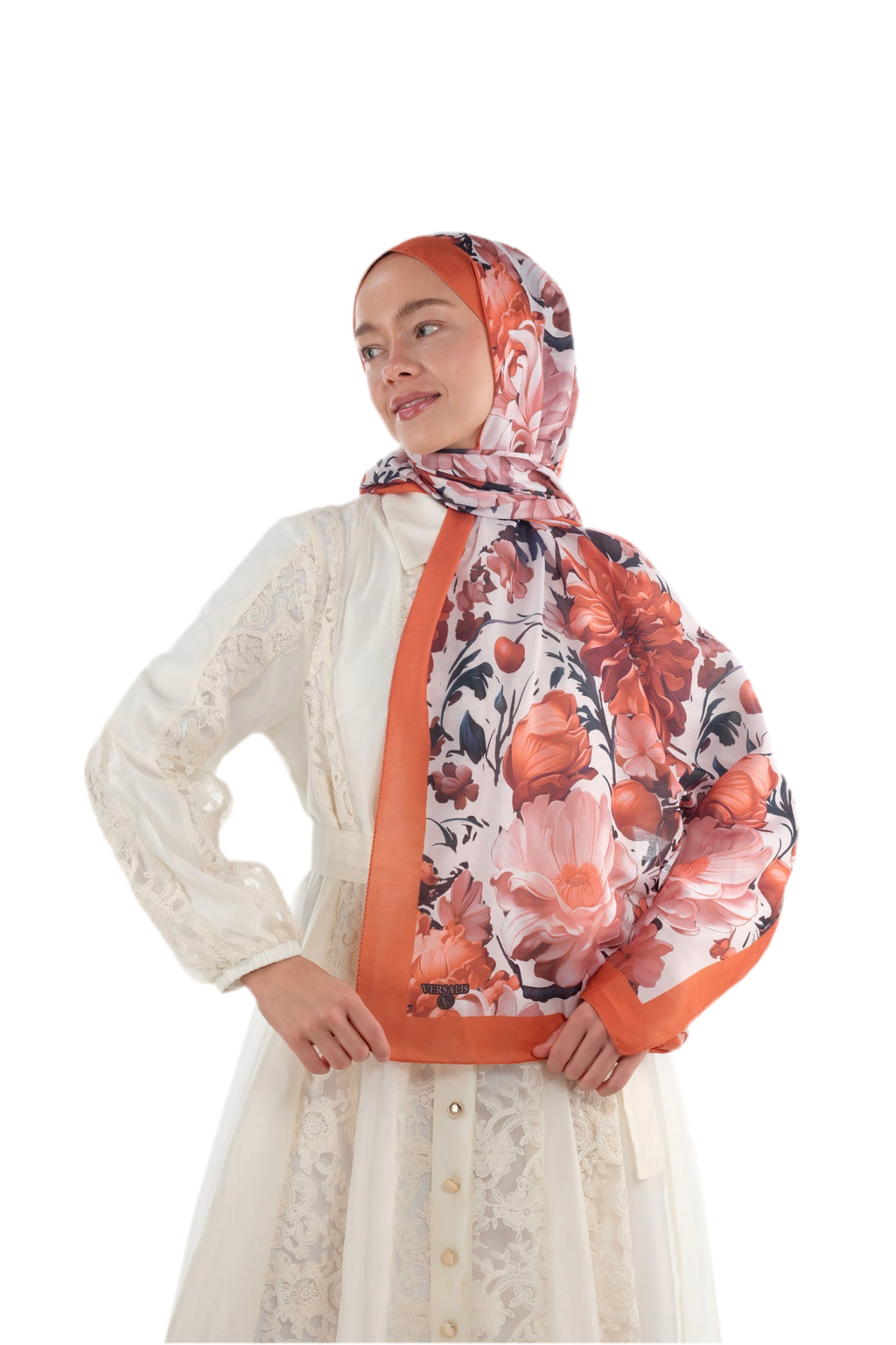 Versalis | Crimson Bloom Patterned So Soft™ Scarf Coral Flame