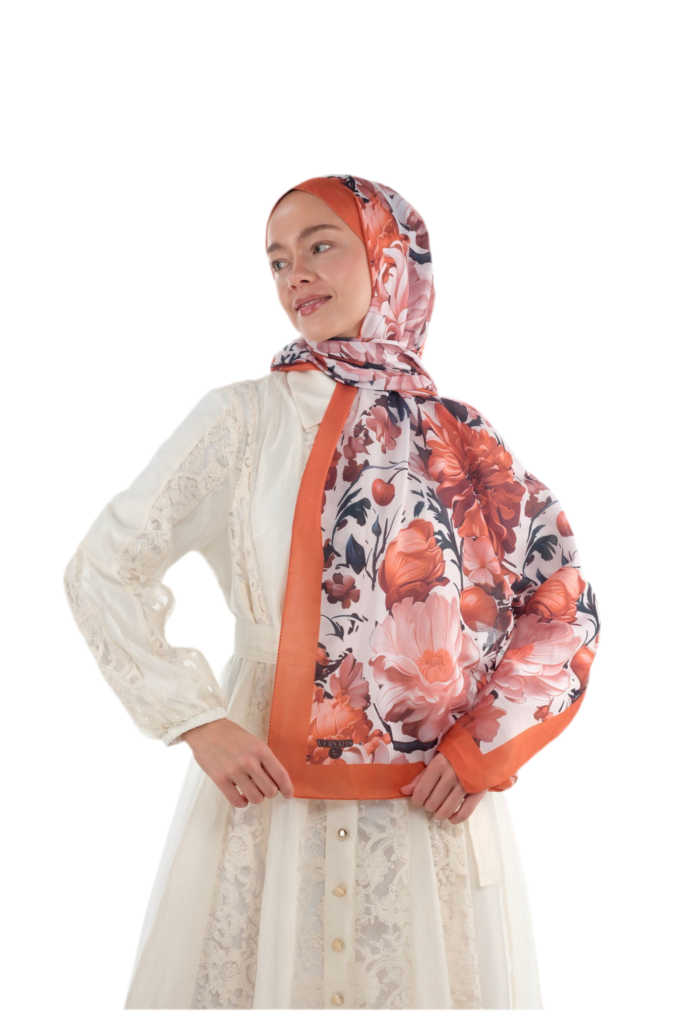 Versalis | Crimson Bloom Patterned So Soft™ Scarf Coral Flame