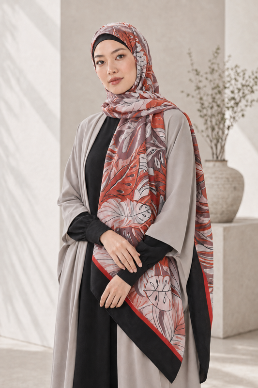 So Soft™ Şal | Royal Paisley - Koyu Kırmızı — model üzerinde görünüm