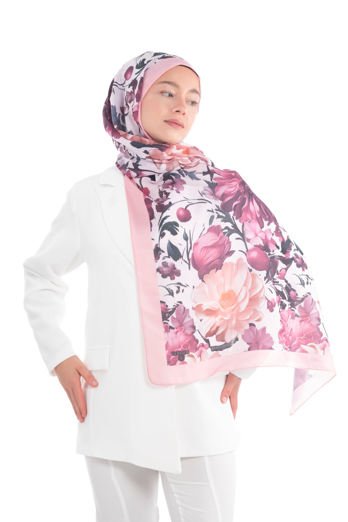 Versalis | Crimson Bloom Patterned So Soft™ Scarf Rose Silhouette