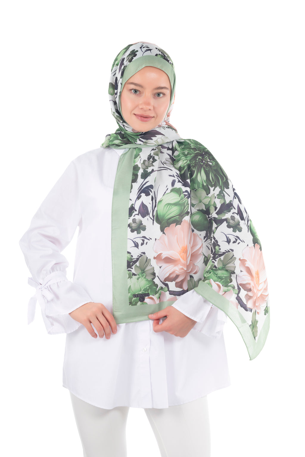 Versalis | Crimson Bloom Patterned So Soft™ Scarf Sage Breeze