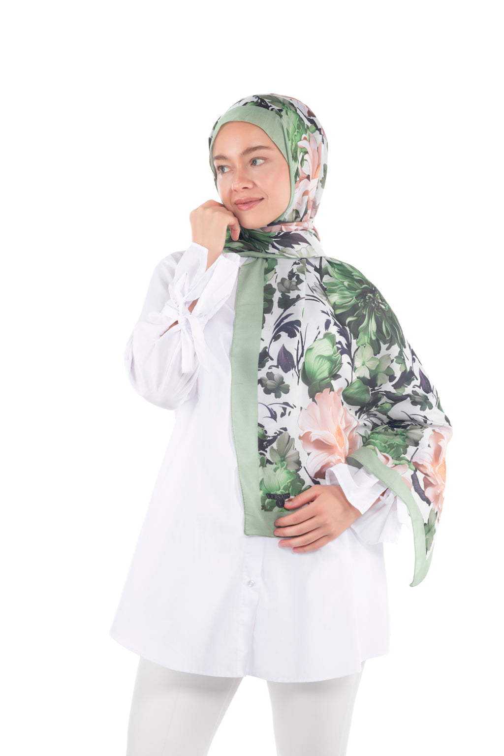 Versalis | Crimson Bloom Patterned So Soft™ Scarf Sage Breeze