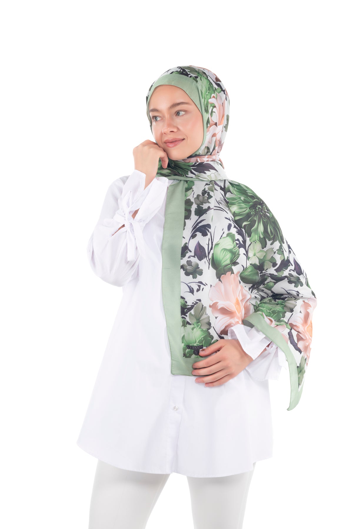 Versalis | Crimson Bloom Patterned So Soft™ Scarf Sage Breeze