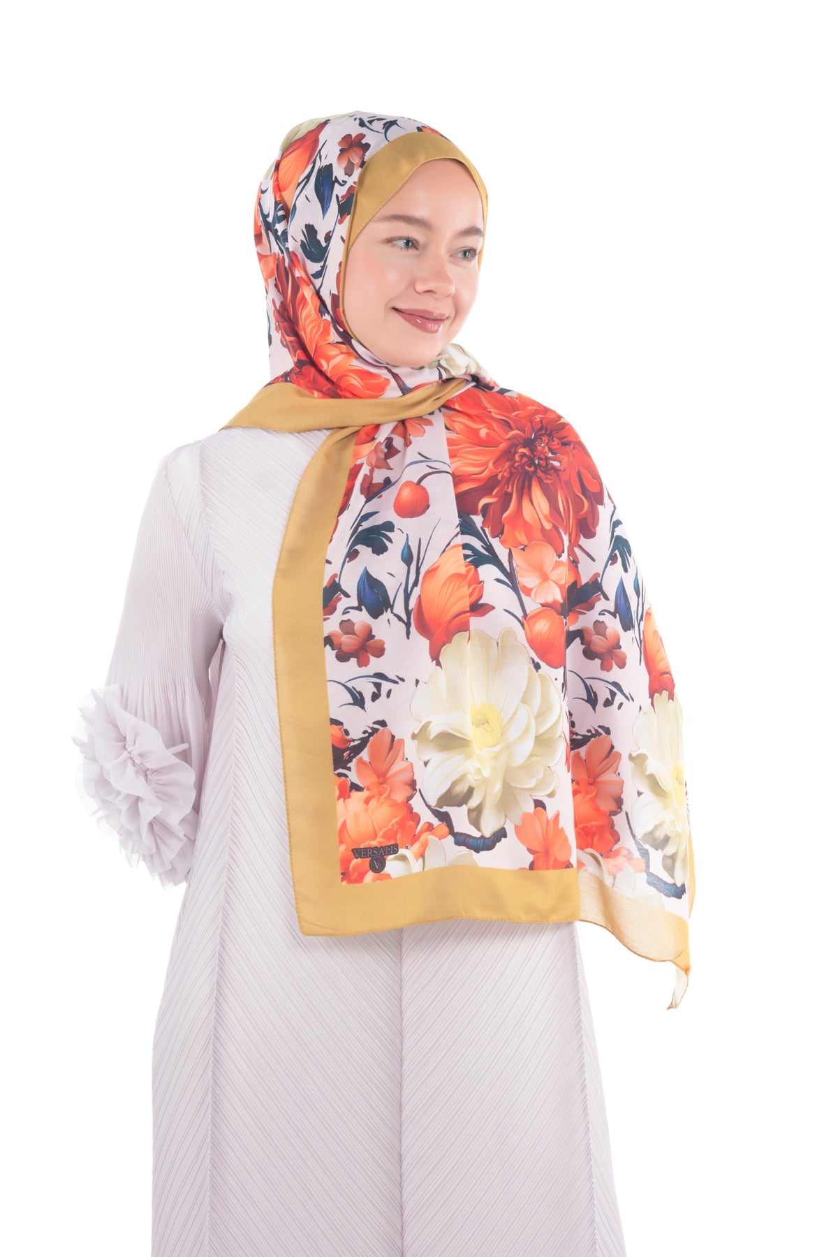 Versalis | Crimson Bloom Patterned So Soft™ Scarf Honey Amber