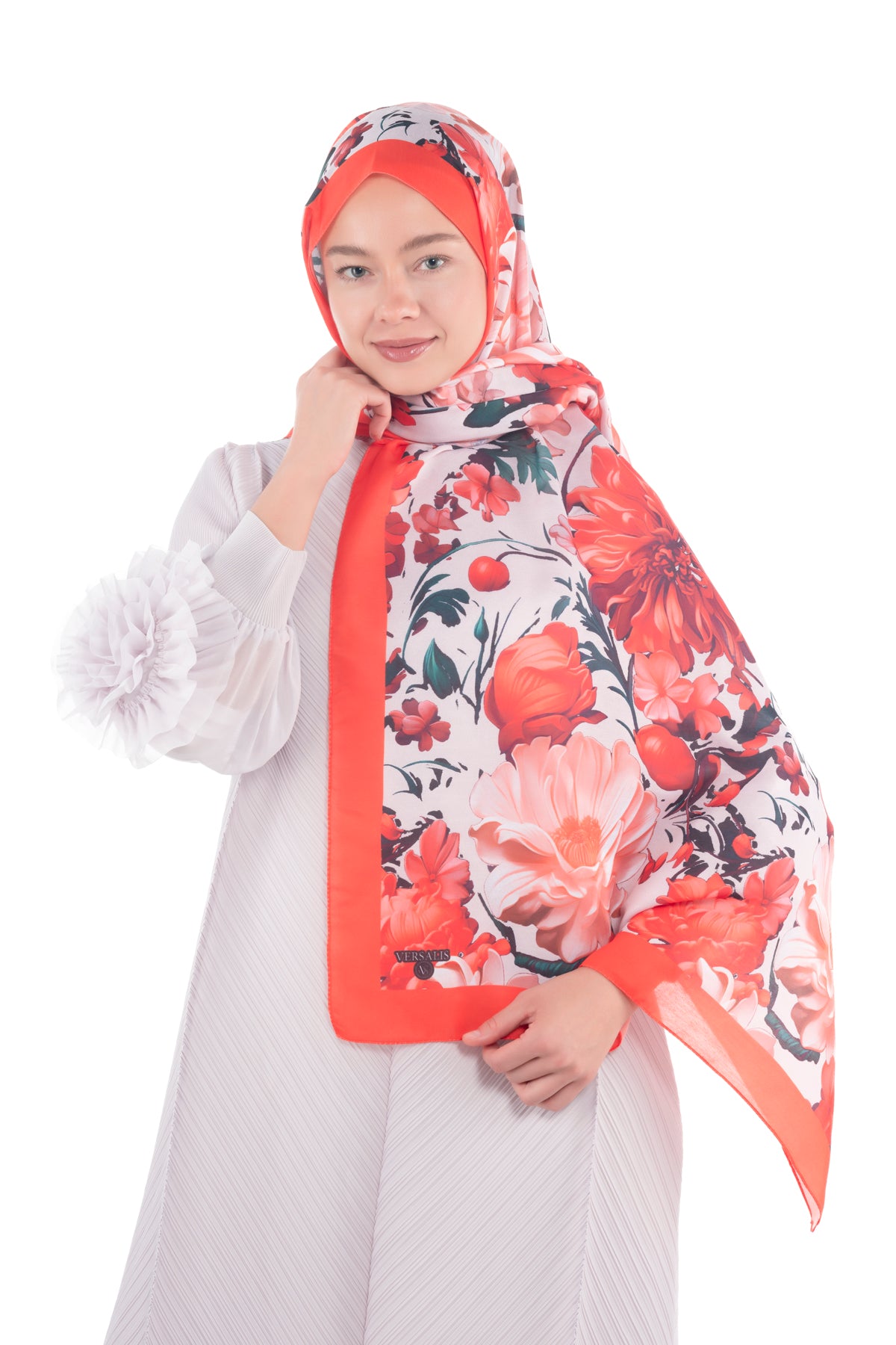 Versalis | Crimson Bloom Patterned So Soft™ Scarf Citrus Glow