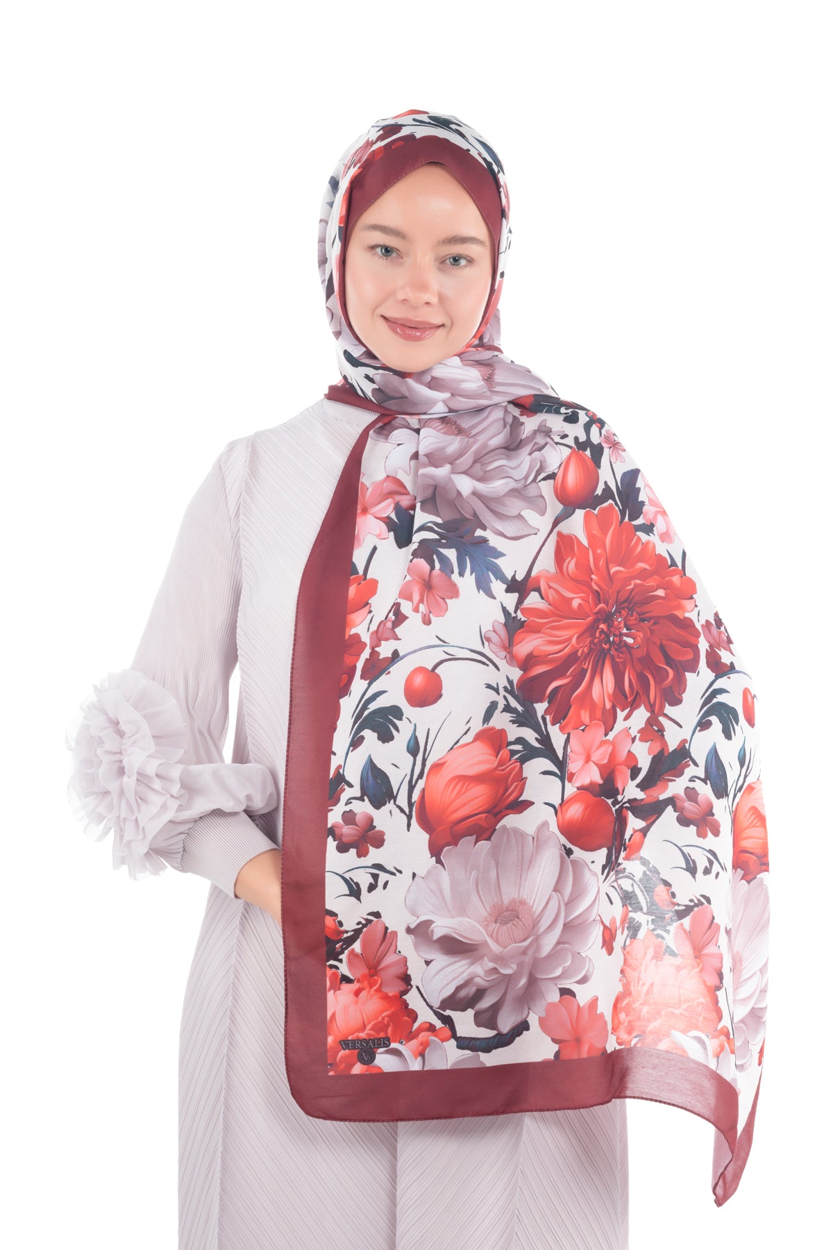 Versalis | Crimson Bloom Patterned So Soft™ Scarf Cinnamon Peony