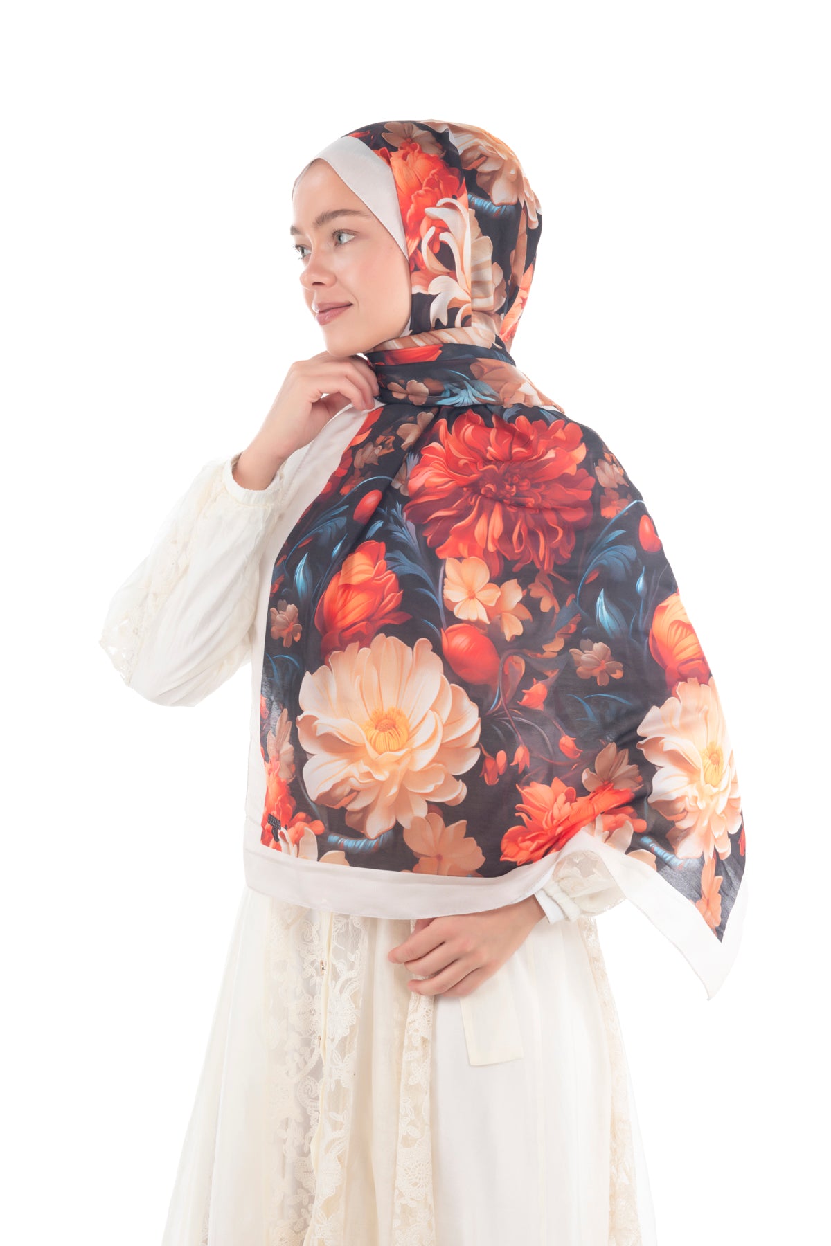 Versalis | Crimson Bloom Patterned So Soft™ Scarf Amber Flame