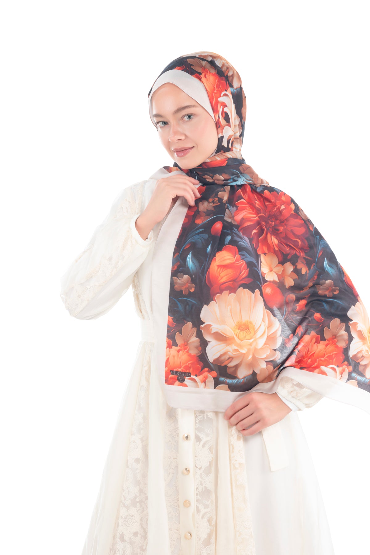Versalis | Crimson Bloom Patterned So Soft™ Scarf Amber Flame