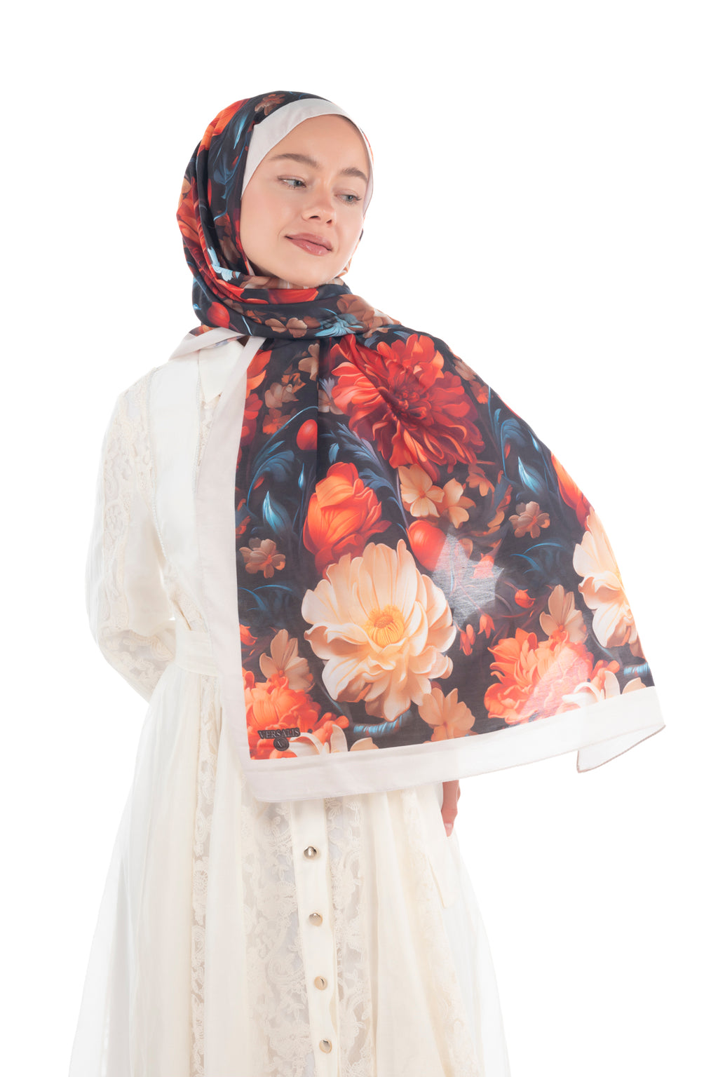 Versalis | Crimson Bloom Patterned So Soft™ Scarf Amber Flame