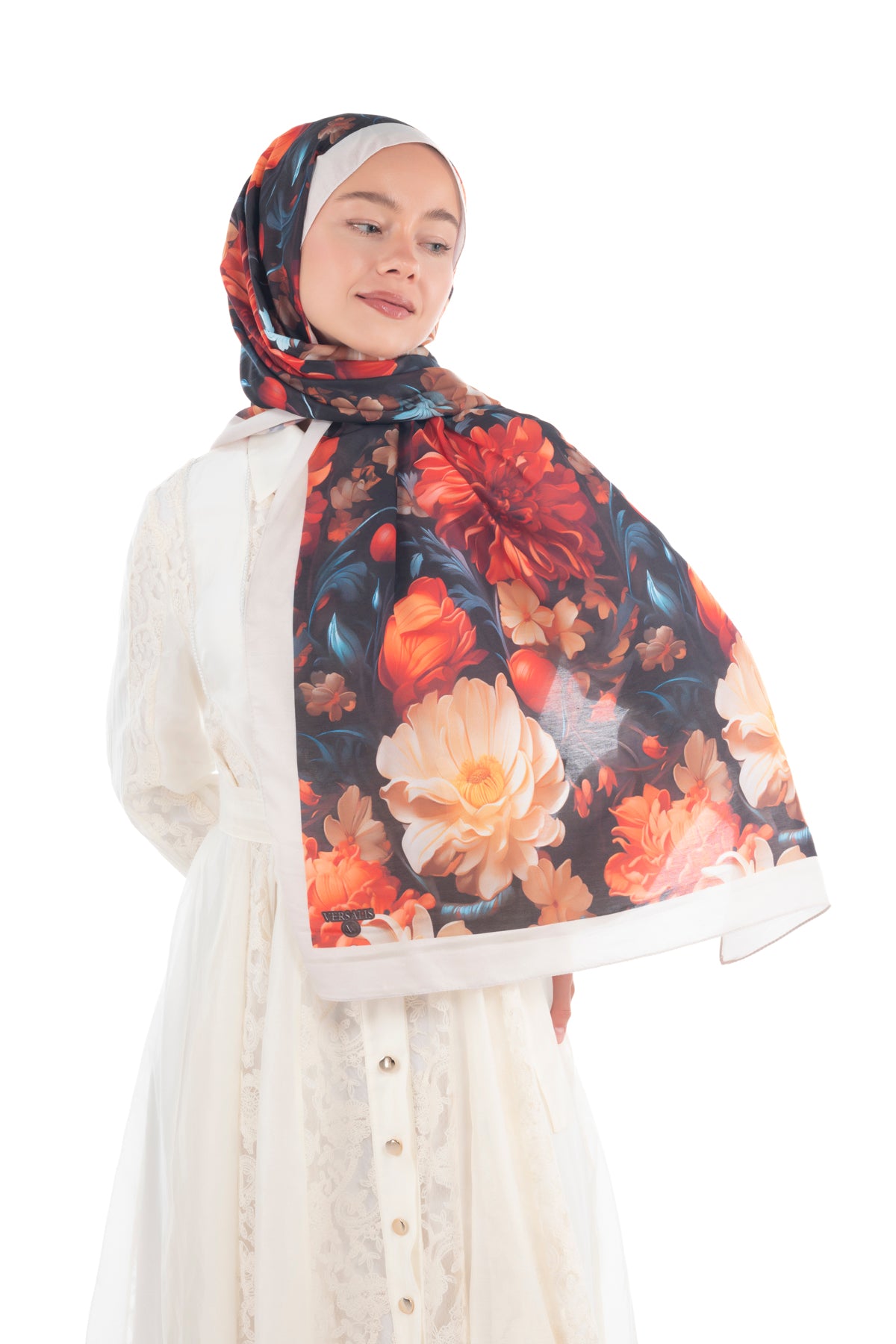 Versalis | Crimson Bloom Patterned So Soft™ Scarf Amber Flame