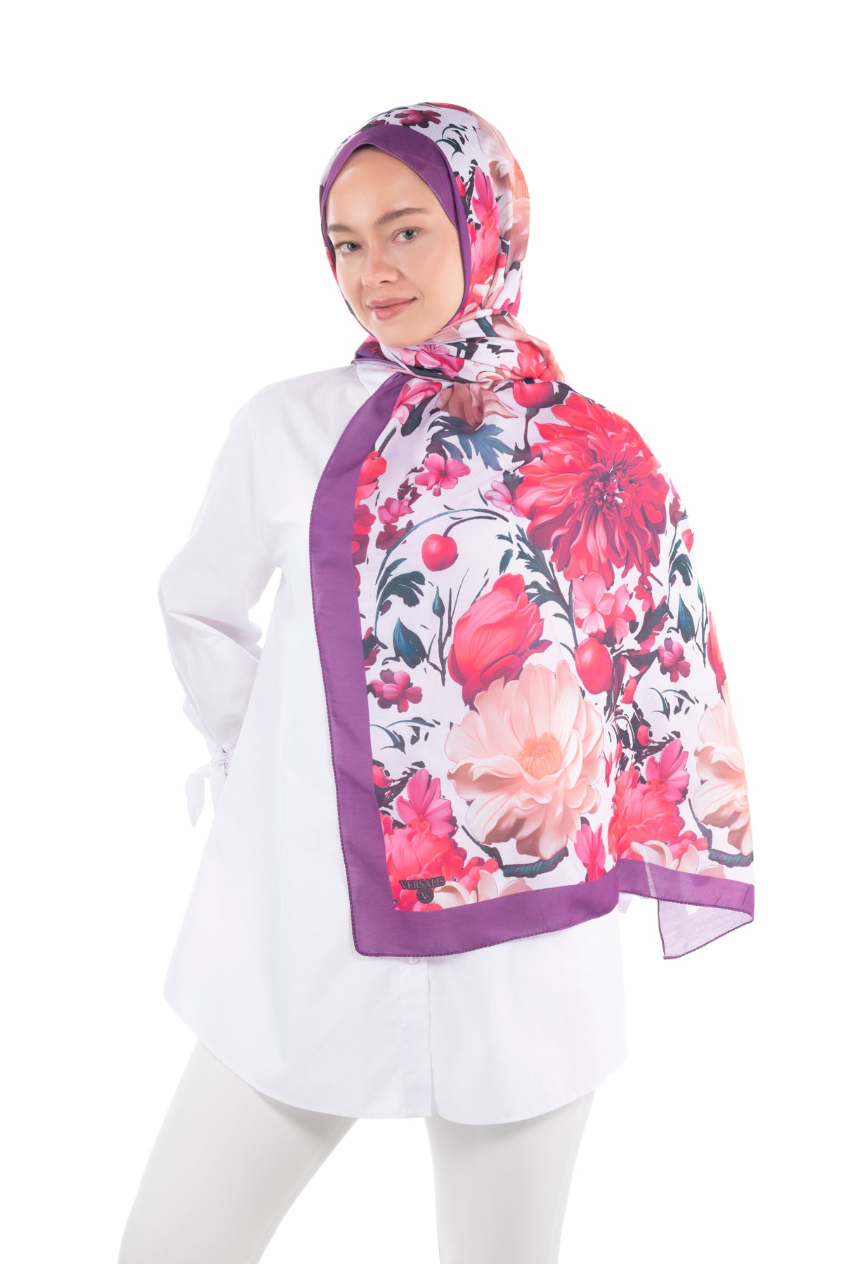 Versalis | Crimson Bloom Patterned So Soft™ Scarf Powdery Fuchsia