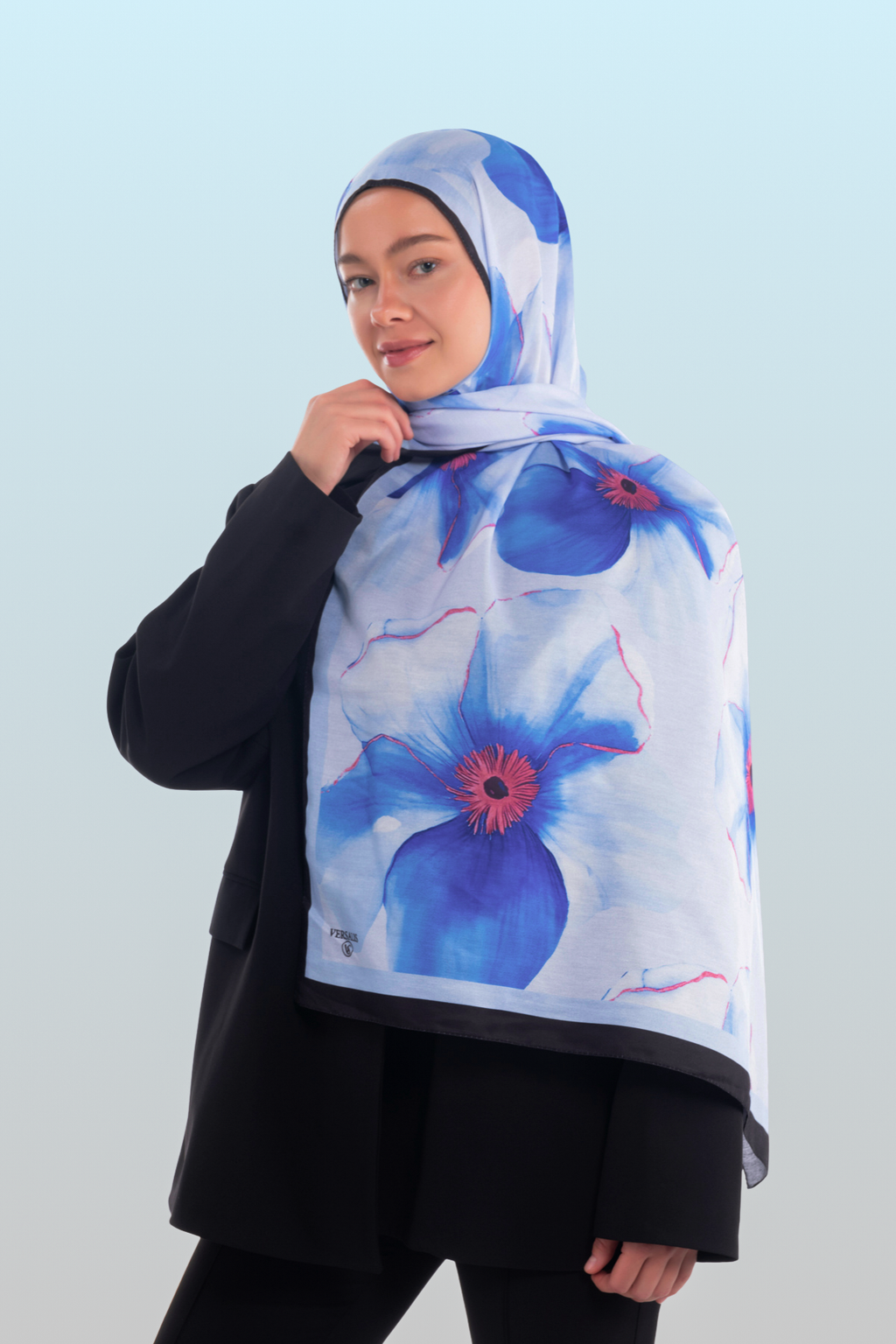 So Soft™ Shawl | Blush Flora - Light Blue Sea