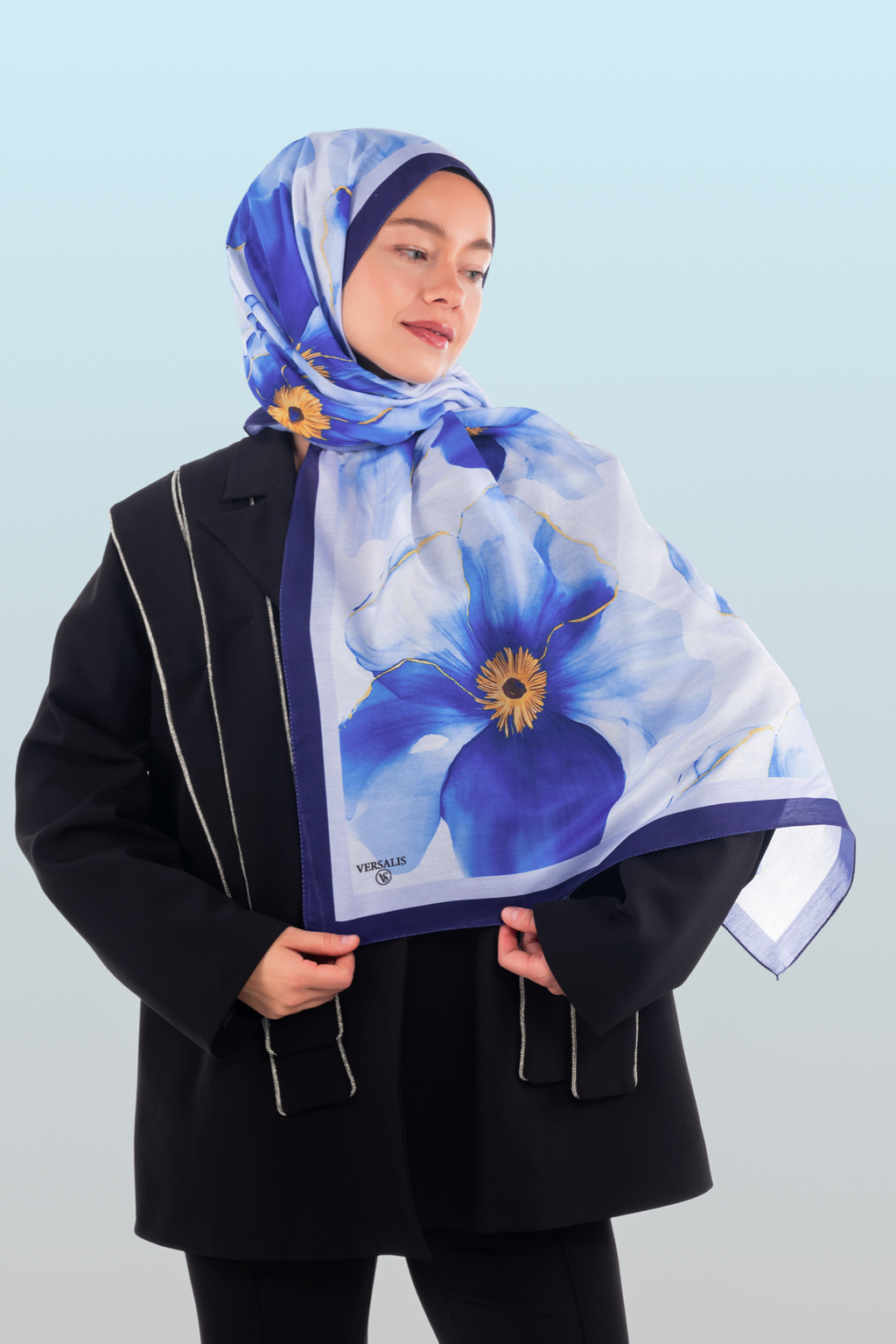 So Soft™ Scarf | Blush Flora - Light Blue Sky