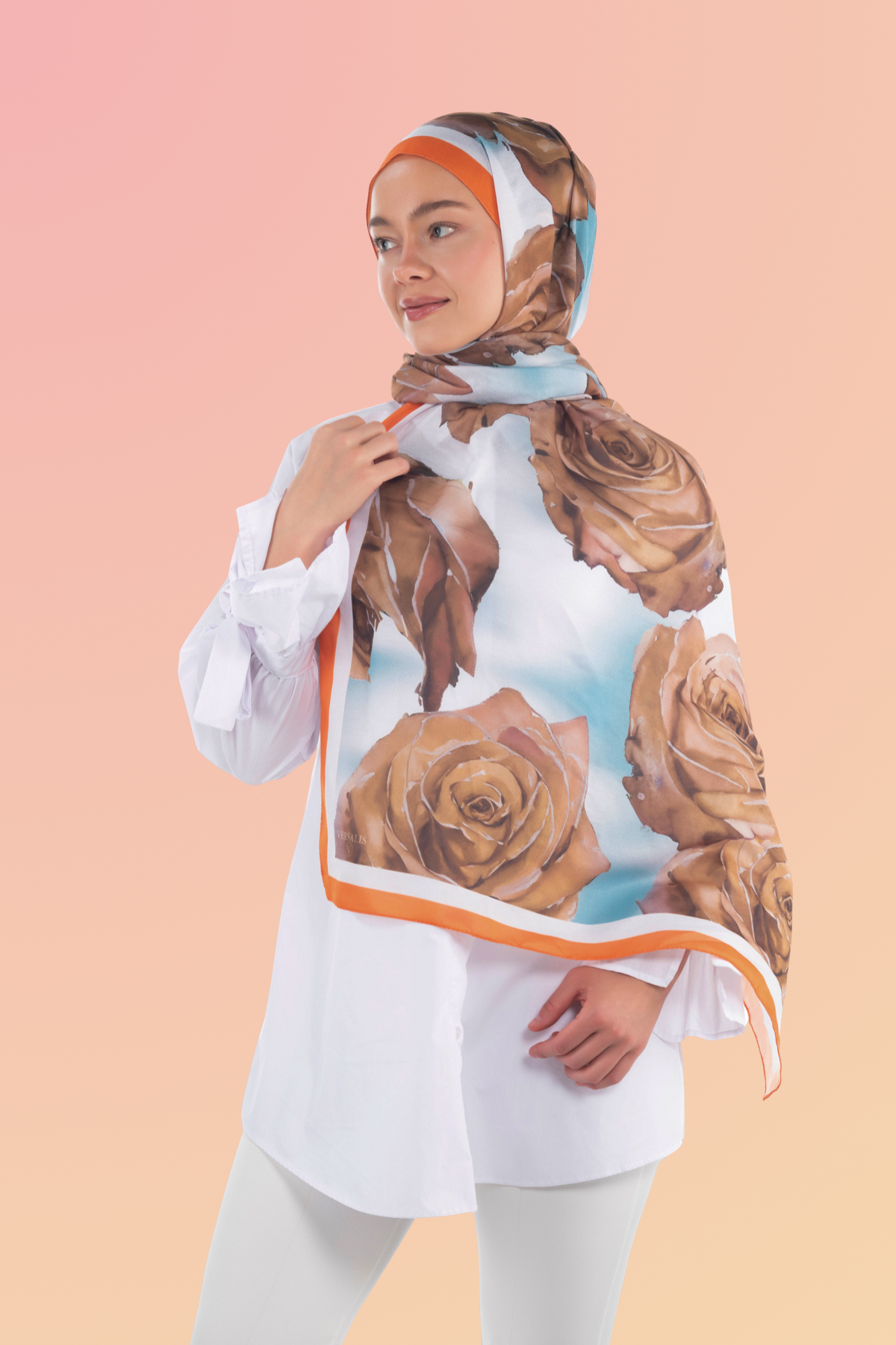 So Soft™ Shawl | Rose Cloud - Light Brown Turquoise Breeze