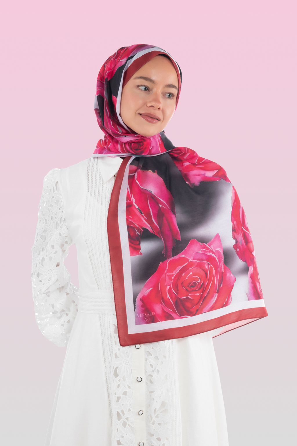 So Soft™ Şal | Rose Cloud - Koyu Kırmızı Çiçek