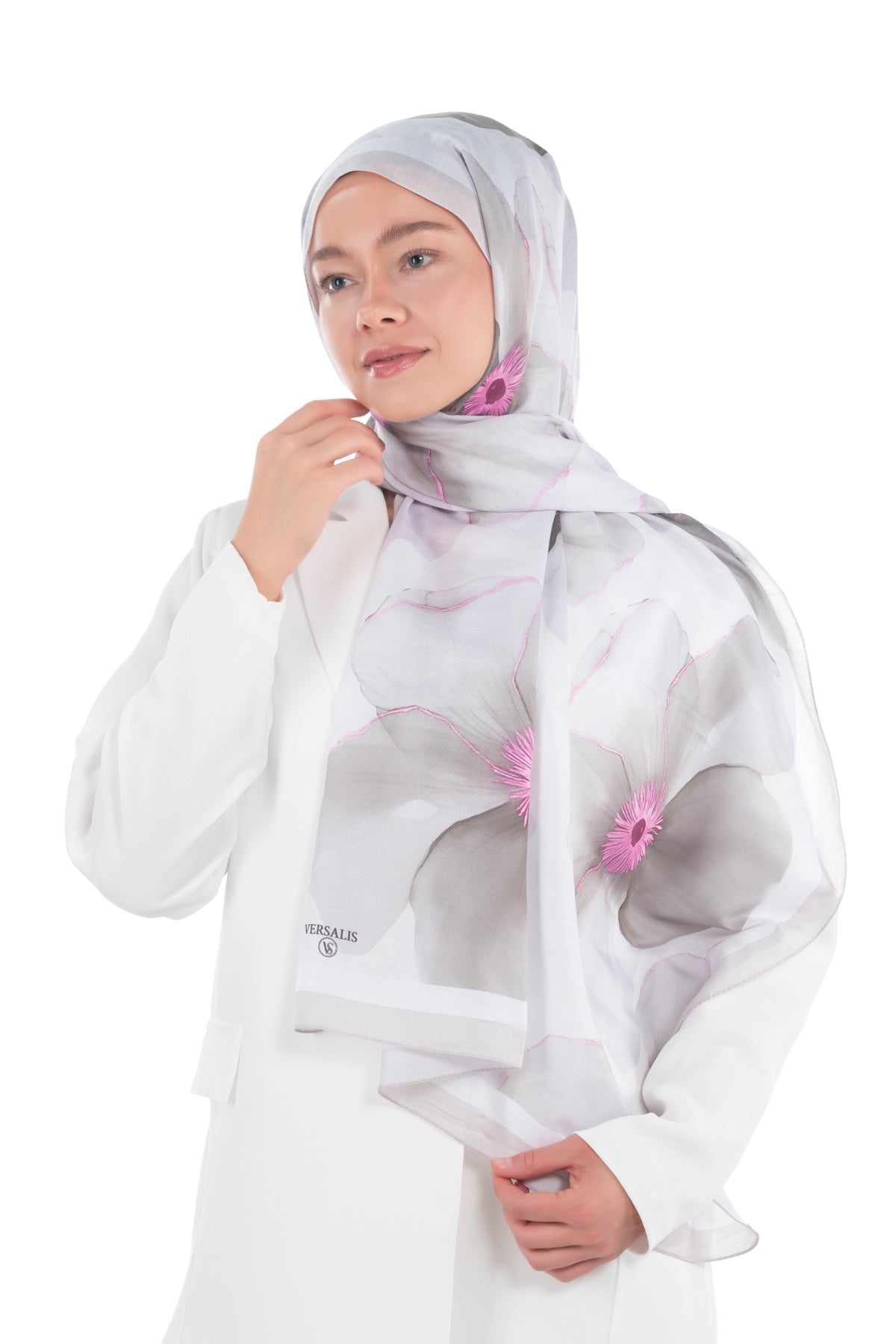 So Soft™ Shawl | Blush Flora - Light Gray Dream