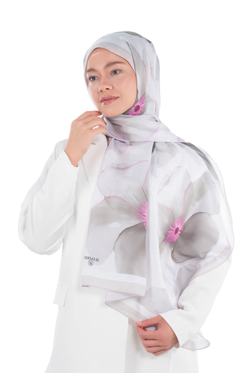 So Soft™ Shawl | Blush Flora - Light Gray Dream