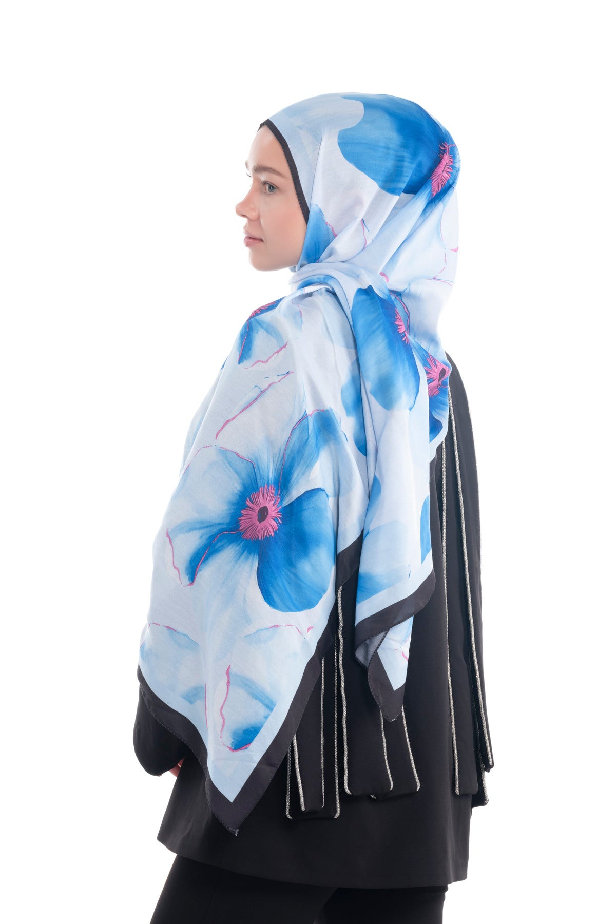 So Soft™ Shawl | Blush Flora - Light Blue Sea