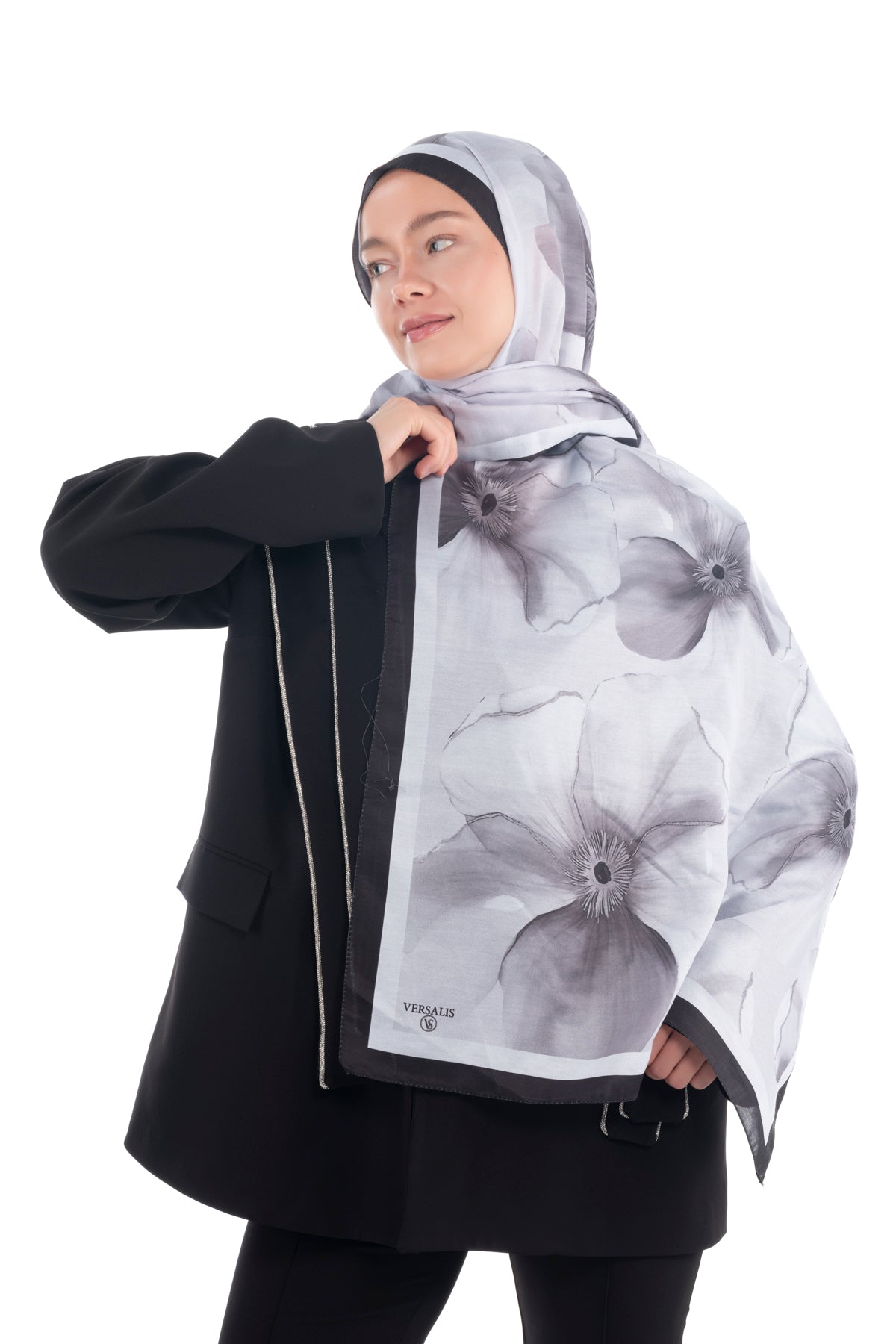 Versalis | Blush Flora Patterned So Soft™ Scarf Night Poppy