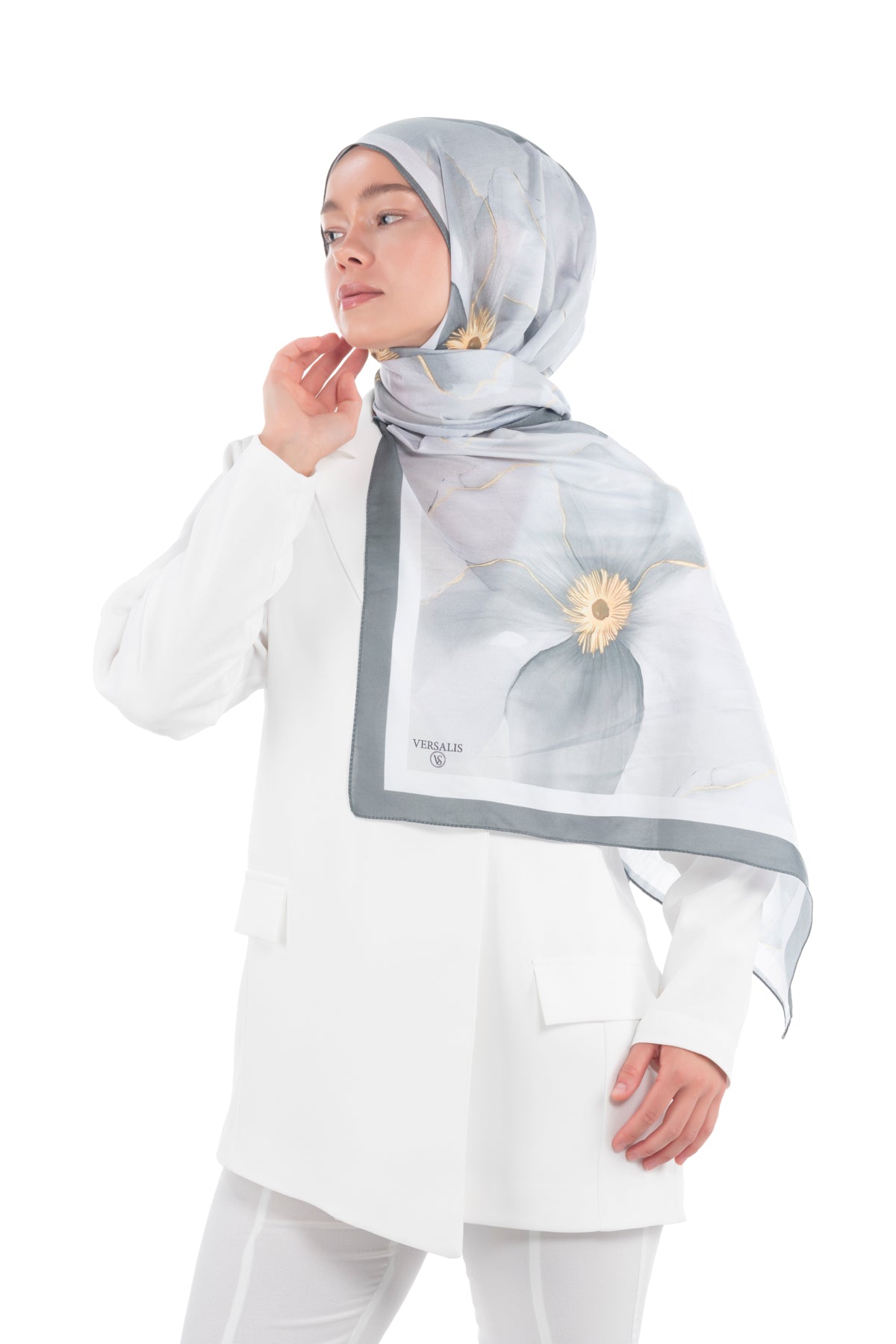 Versalis | Blush Flora Patterned So Soft™ Scarf Turquoise Touch