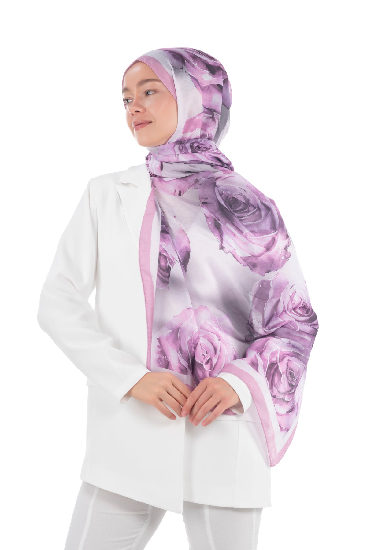 Versalis | Rose Cloud Patterned So Soft™ Scarf Deep Violet Purple