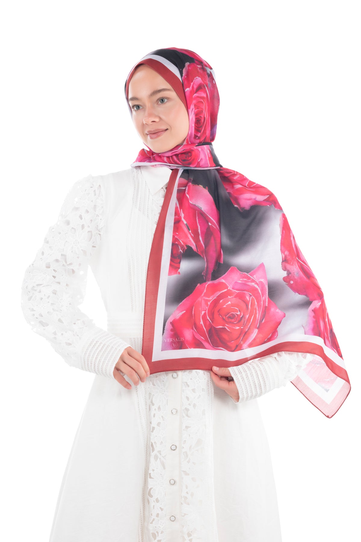 So Soft™ Scarf | Rose Cloud - Deep Red Floral