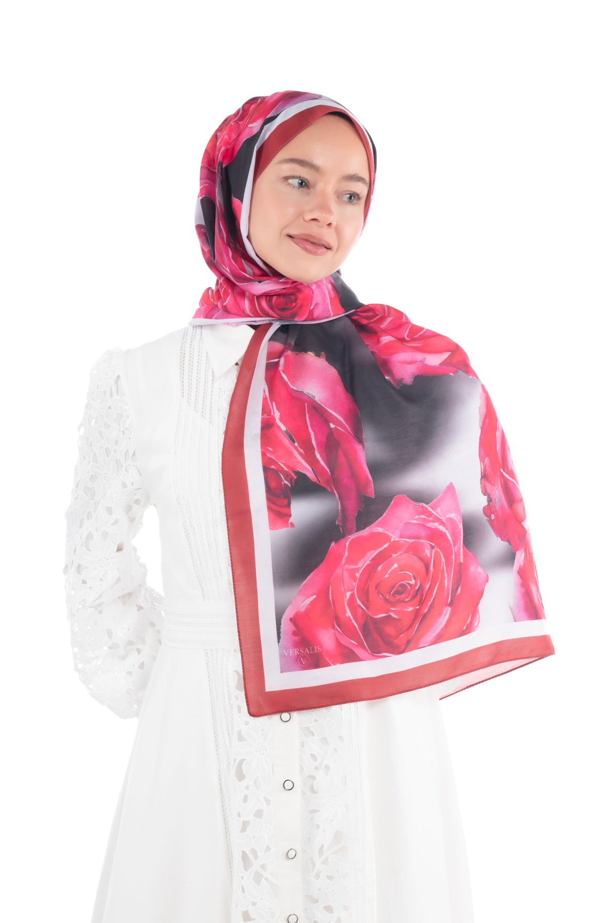 So Soft™ Scarf | Rose Cloud - Deep Red Floral