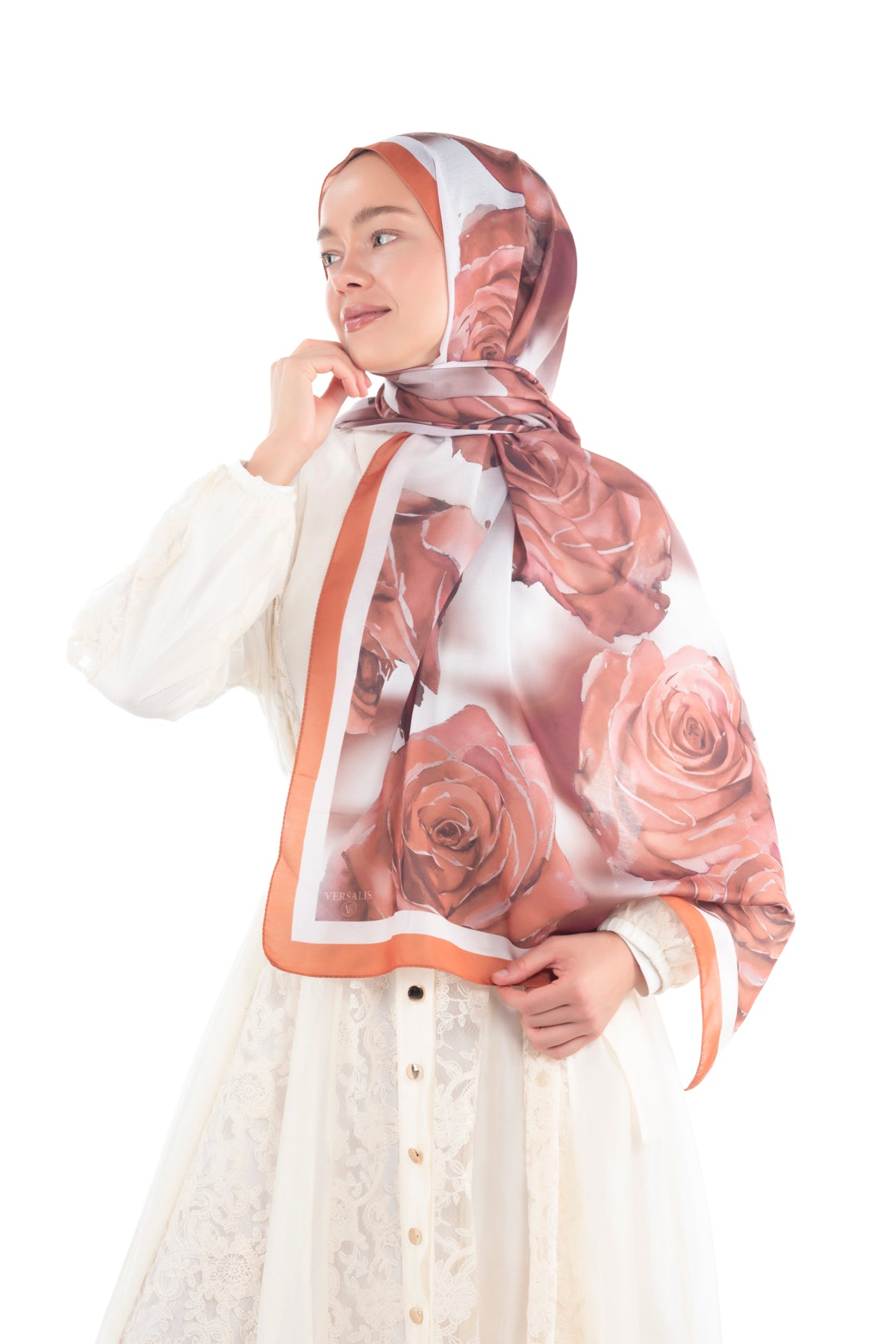 Versalis | Rose Cloud Patterned So Soft™ Scarf Serene Olive Tones