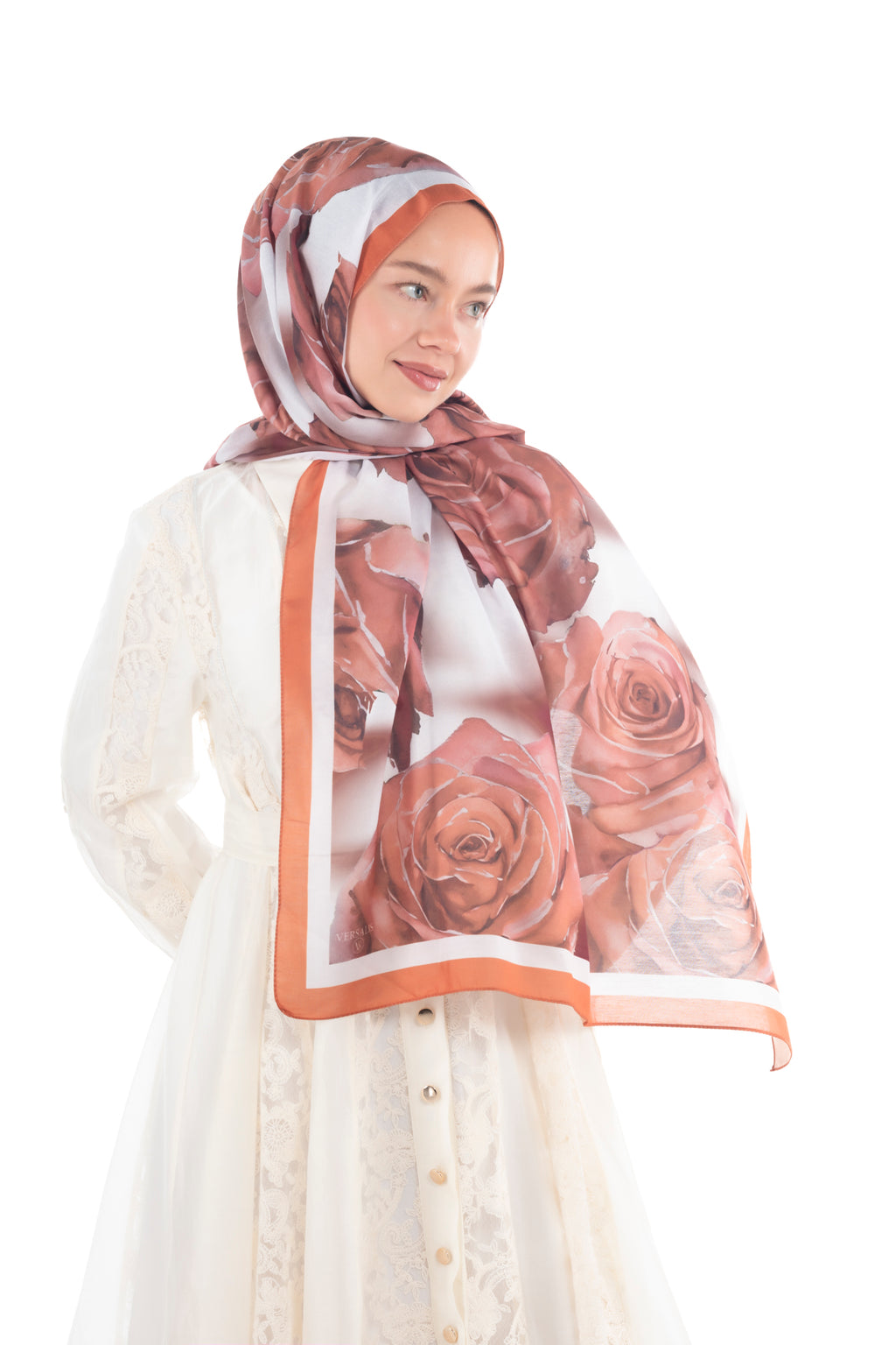 Versalis | Rose Cloud Patterned So Soft™ Scarf Serene Olive Tones