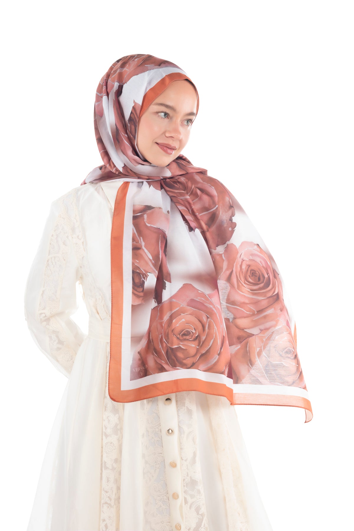 Versalis | Rose Cloud Patterned So Soft™ Scarf Serene Olive Tones