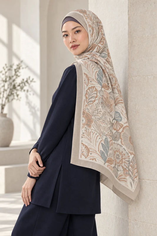 So Soft™ Şal | Royal Paisley - Yeşil Mint — model üzerinde görünüm
