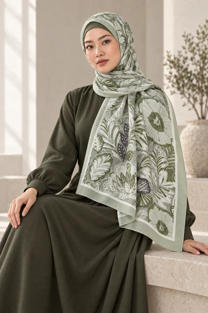 So Soft™ Şal | Royal Paisley - Sage Yeşil — model üzerinde görünüm