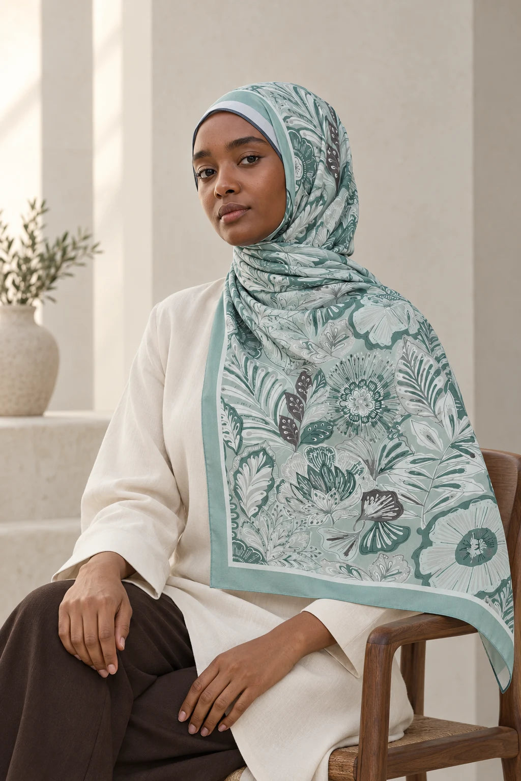 So Soft™ Şal | Royal Paisley - Lacivert — model üzerinde görünüm