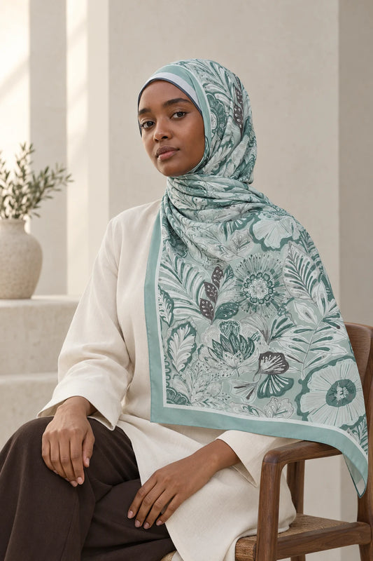 So Soft™ Şal | Royal Paisley - Lacivert — model üzerinde görünüm