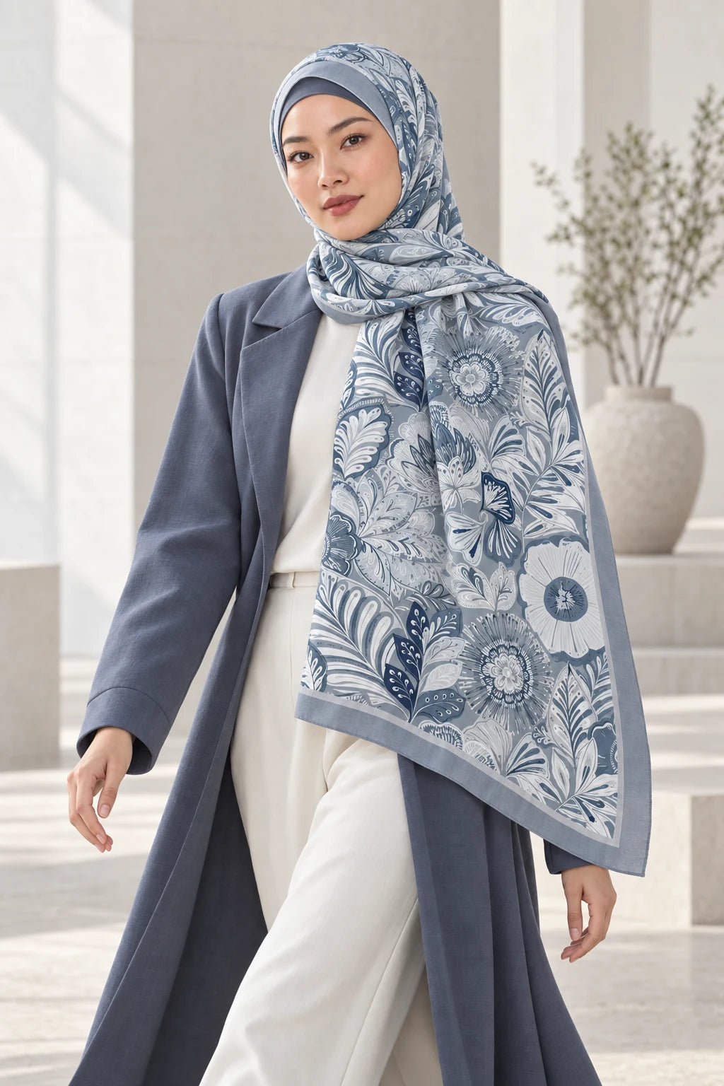 So Soft™ Şal | Royal Paisley - Turkuaz Mint — model üzerinde görünüm